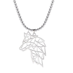 My Shape Wolf Animal Necklace 316L Stainless Steel Forest Animals Men Necklace Hollow Cut Out Pendant Jewelry Gift For Women