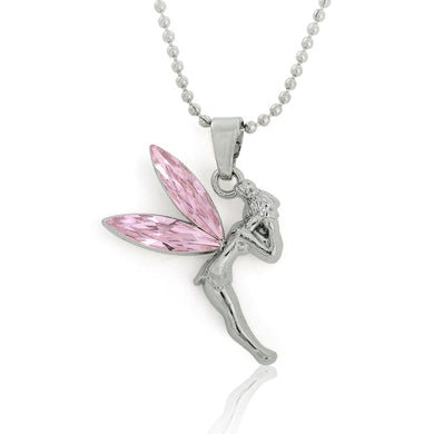 Moda brillante grandi cristalli rosa fata Campanellino forma ciondolo collana gioielli per bambini regalo con catena a sfere 