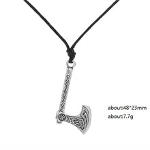 Carica l&#39;immagine nel visualizzatore di Gallery, My shape Nordic Vikings Necklace The Fehu Feoh Fe Rune Axe Amulet compass viking runes pendant Scandinavian Necklace