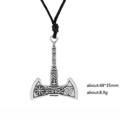 Nordic Vikings Necklace The Fehu Feoh Fe Rune Axe Amulet compass viking runes pendant Scandinavian Necklace