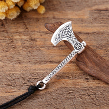 Carica l&#39;immagine nel visualizzatore di Gallery, My shape Nordic Vikings Necklace The Fehu Feoh Fe Rune Axe Amulet compass viking runes pendant Scandinavian Necklace