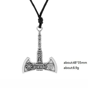 My shape Nordic Vikings Necklace The Fehu Feoh Fe Rune Axe Amulet compass viking runes pendant Scandinavian Necklace