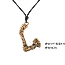 Load image into Gallery viewer, My shape Nordic Vikings Necklace The Fehu Feoh Fe Rune Axe Amulet compass viking runes pendant Scandinavian Necklace