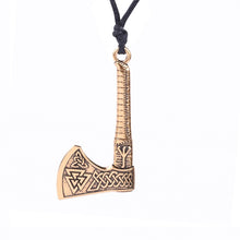 Carica l&#39;immagine nel visualizzatore di Gallery, My shape Nordic Vikings Necklace The Fehu Feoh Fe Rune Axe Amulet compass viking runes pendant Scandinavian Necklace