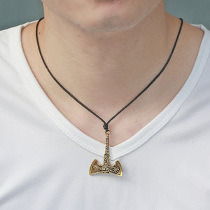 My shape Nordic Vikings Necklace The Fehu Feoh Fe Rune Axe Amulet compass viking runes pendant Scandinavian Necklace