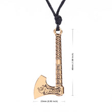 Carica l&#39;immagine nel visualizzatore di Gallery, My shape Nordic Vikings Necklace The Fehu Feoh Fe Rune Axe Amulet compass viking runes pendant Scandinavian Necklace