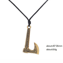 Carica l&#39;immagine nel visualizzatore di Gallery, My shape Nordic Vikings Necklace The Fehu Feoh Fe Rune Axe Amulet compass viking runes pendant Scandinavian Necklace