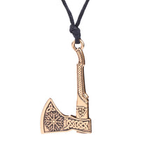 Load image into Gallery viewer, My shape Nordic Vikings Necklace The Fehu Feoh Fe Rune Axe Amulet compass viking runes pendant Scandinavian Necklace