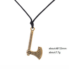 Load image into Gallery viewer, My shape Nordic Vikings Necklace The Fehu Feoh Fe Rune Axe Amulet compass viking runes pendant Scandinavian Necklace