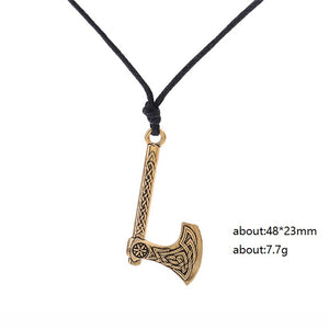 My shape Nordic Vikings Necklace The Fehu Feoh Fe Rune Axe Amulet compass viking runes pendant Scandinavian Necklace