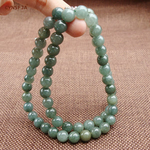 Myanmar Emerald Jade Necklace Beads Certified Natural A Grade Burmese Jadeite 7mm Ice Green High Quality Family Friends Gifts