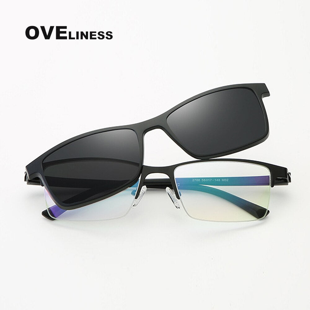 Myopia Eyeglasses frames glasses frame men Prescription Glasses Optical sunglasses Metal Polarized Magnet Clip Eyewear