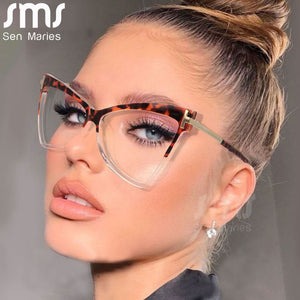 Myopia Prescription Glasses Women Men Cat Eye Clear Glasses Optical Eyeglasses Frame Transparent Lens Spectacle Frame Unisex