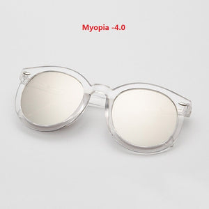 Myopia Sunglasses Women Round Mirrored -1.0/-1.5/-2.0/-2.5/-3.0/-3.5/-4.0 with Degree Sun Glasses for Female Grade Point