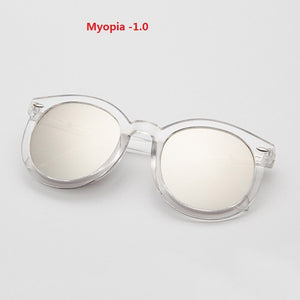Myopia Sunglasses Women Round Mirrored -1.0/-1.5/-2.0/-2.5/-3.0/-3.5/-4.0 with Degree Sun Glasses for Female Grade Point