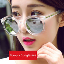Carica l&#39;immagine nel visualizzatore di Gallery, Myopia Sunglasses Women Round Mirrored -1.0/-1.5/-2.0/-2.5/-3.0/-3.5/-4.0 with Degree Sun Glasses for Female Grade Point