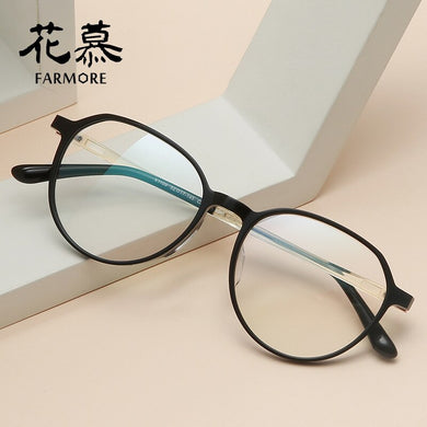 Myopia frame plate retro full frame round face customized flat lens frame