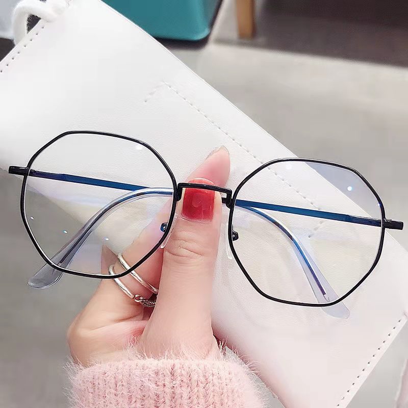 Myopic eye frame female Korean version tide degree polygonal net red eye flat lens anti blue radiation eye frame