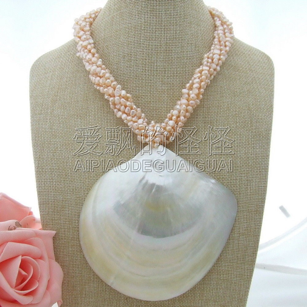 N061406 7Strands Fancy Pearl Shell Necklace Pendant