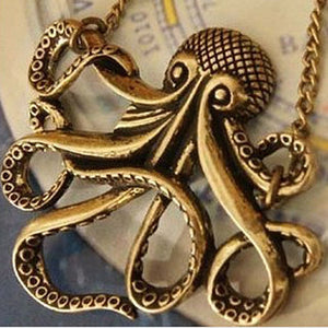 N113 Affandi Octopus Necklaces Long Chain Sweater Neclakce Bijoux Collares For Women Ocean Beach Jewelry Fashion