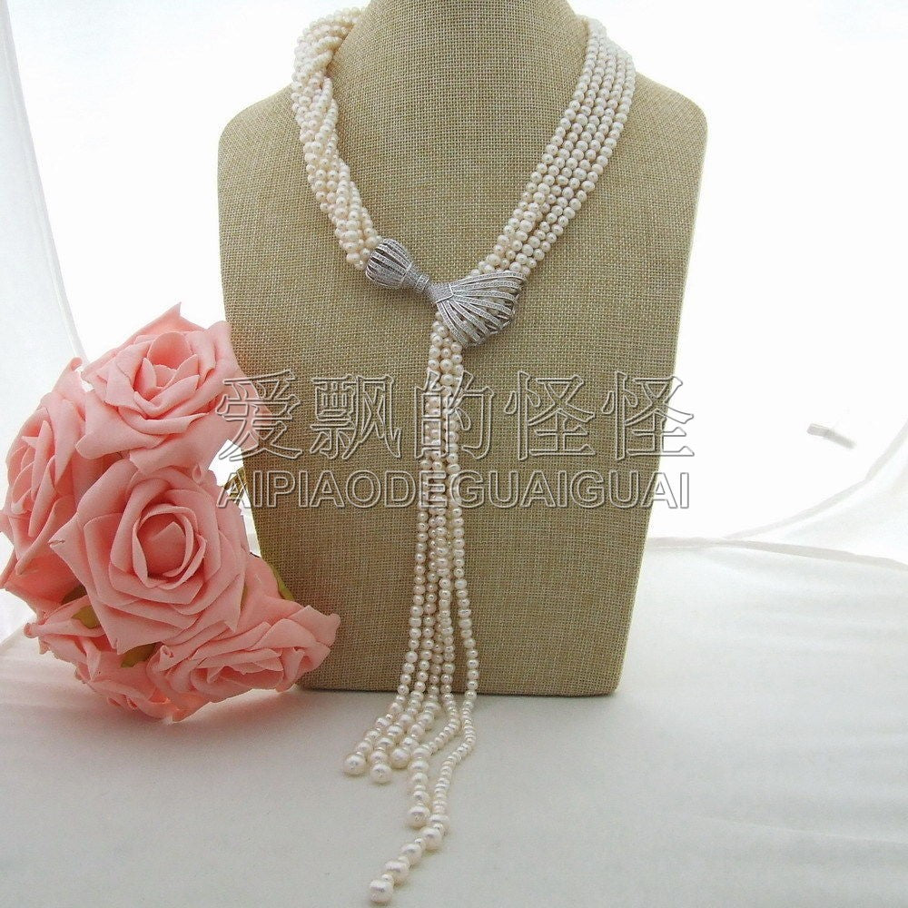 N122801 20 8 Strands White Pearl Necklace