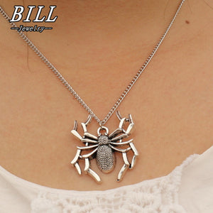 N946 Spider Steampunk Necklaces & Pendants Men Bijoux Antique Silver Plated Necklace Punk Fashion Jewelry Collares 2018 NEW