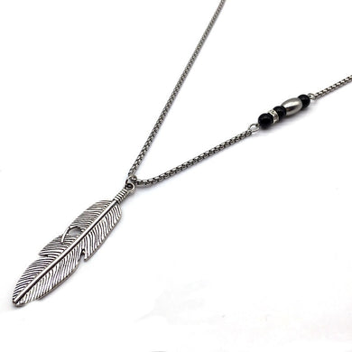 Brand 2018 New Men Women Silver Golden Feather Pendant Neckalce Vintage Diy Chain Necklace Bead Jewelry Gift