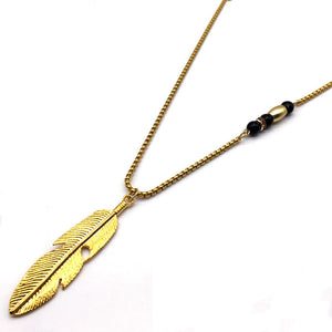 Brand 2018 New Men Women Silver Golden Feather Pendant Neckalce Vintage Diy Chain Necklace Bead Jewelry Gift