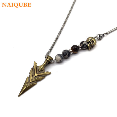 Fashion Skull Men Women Necklace Arrow Pendant Necklace Diy Charm Necklace Stone Bead For Men Jewelry Gift