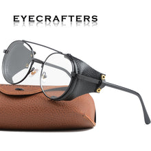 Load image into Gallery viewer, 2023 Women Metal Gradient Men Steampunk Gothic Goggles Sunglasses Leather With Side Shades Round Sun glasses
