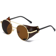 Load image into Gallery viewer, 2023 Women Metal Gradient Men Steampunk Gothic Goggles Sunglasses Leather With Side Shades Round Sun glasses
