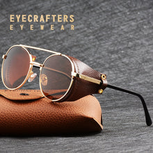 Load image into Gallery viewer, 2023 Women Metal Gradient Men Steampunk Gothic Goggles Sunglasses Leather With Side Shades Round Sun glasses