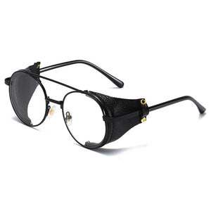 2023 Women Metal Gradient Men Steampunk Gothic Goggles Sunglasses Leather With Side Shades Round Sun glasses