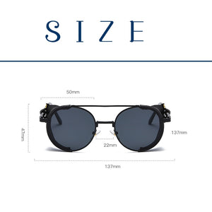 2023 Women Metal Gradient Men Steampunk Gothic Goggles Sunglasses Leather With Side Shades Round Sun glasses