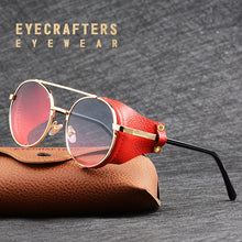 Load image into Gallery viewer, 2023 Women Metal Gradient Men Steampunk Gothic Goggles Sunglasses Leather With Side Shades Round Sun glasses