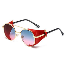 Load image into Gallery viewer, 2023 Women Metal Gradient Men Steampunk Gothic Goggles Sunglasses Leather With Side Shades Round Sun glasses