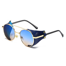 Load image into Gallery viewer, 2023 Women Metal Gradient Men Steampunk Gothic Goggles Sunglasses Leather With Side Shades Round Sun glasses