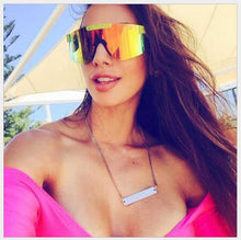 Load image into Gallery viewer, Brand Rose red pit viper Sunglasses double wide polarized mirrored lens  uv400 protection