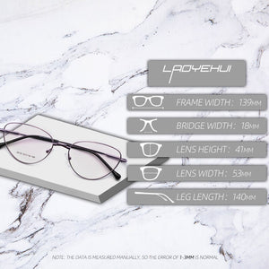 Cat Eye Optical Women's Decorative Eyeglasses Frames Prescription Glasses Without Diopters  Fake Glasses Metal Fashion