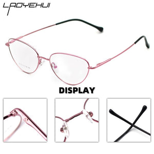 Cat Eye Optical Women's Decorative Eyeglasses Frames Prescription Glasses Without Diopters  Fake Glasses Metal Fashion