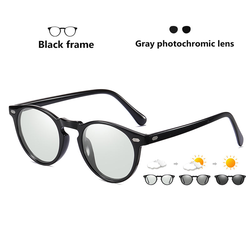DESIGN Ultralight TR90 Polarized Round Photochromic Sunglasses Men Women UV400 Lens Sun Glasses Discoloration Shades Glasses