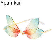 Load image into Gallery viewer, Cycling Butterfly Dragonfly Wings Sunglasses Women Men Unique Rimless Sun Glasses UV400 Mirror Outdoor