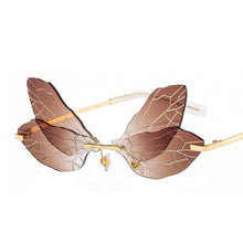 Load image into Gallery viewer, Cycling Butterfly Dragonfly Wings Sunglasses Women Men Unique Rimless Sun Glasses UV400 Mirror Outdoor