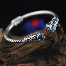 Carica l&#39;immagine nel visualizzatore di Gallery, NUOVI gioielli fatti a mano di lusso in stile Indonesia braccialetto in vero argento 925 per donna braccialetto di cristallo viola con topazio naturale SB26 