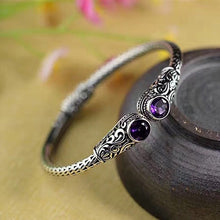 Carica l&#39;immagine nel visualizzatore di Gallery, NUOVI gioielli fatti a mano di lusso in stile Indonesia braccialetto in vero argento 925 per donna braccialetto di cristallo viola con topazio naturale SB26 