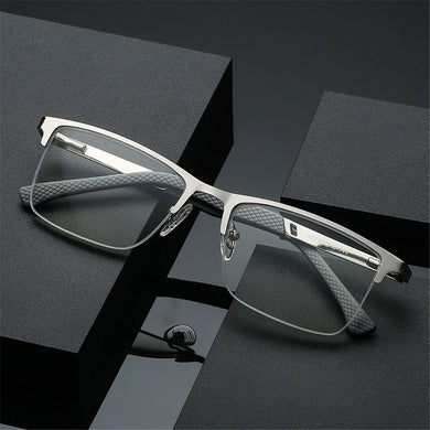Men's Business Anti Blue Light Eyewear Progressive Multifocal Reading Glasses Men Metal Glasses Frame Optical Glasse