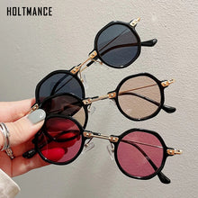Load image into Gallery viewer, Retro Polygon Small Round Women Sunglasses Orange Champagne Shades UV400 Men Clear Anti-Blu-Ray Square Metal Frame