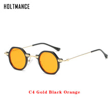Load image into Gallery viewer, Retro Polygon Small Round Women Sunglasses Orange Champagne Shades UV400 Men Clear Anti-Blu-Ray Square Metal Frame