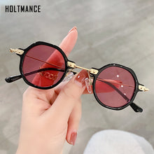 Load image into Gallery viewer, Retro Polygon Small Round Women Sunglasses Orange Champagne Shades UV400 Men Clear Anti-Blu-Ray Square Metal Frame