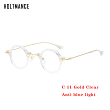Load image into Gallery viewer, Retro Polygon Small Round Women Sunglasses Orange Champagne Shades UV400 Men Clear Anti-Blu-Ray Square Metal Frame